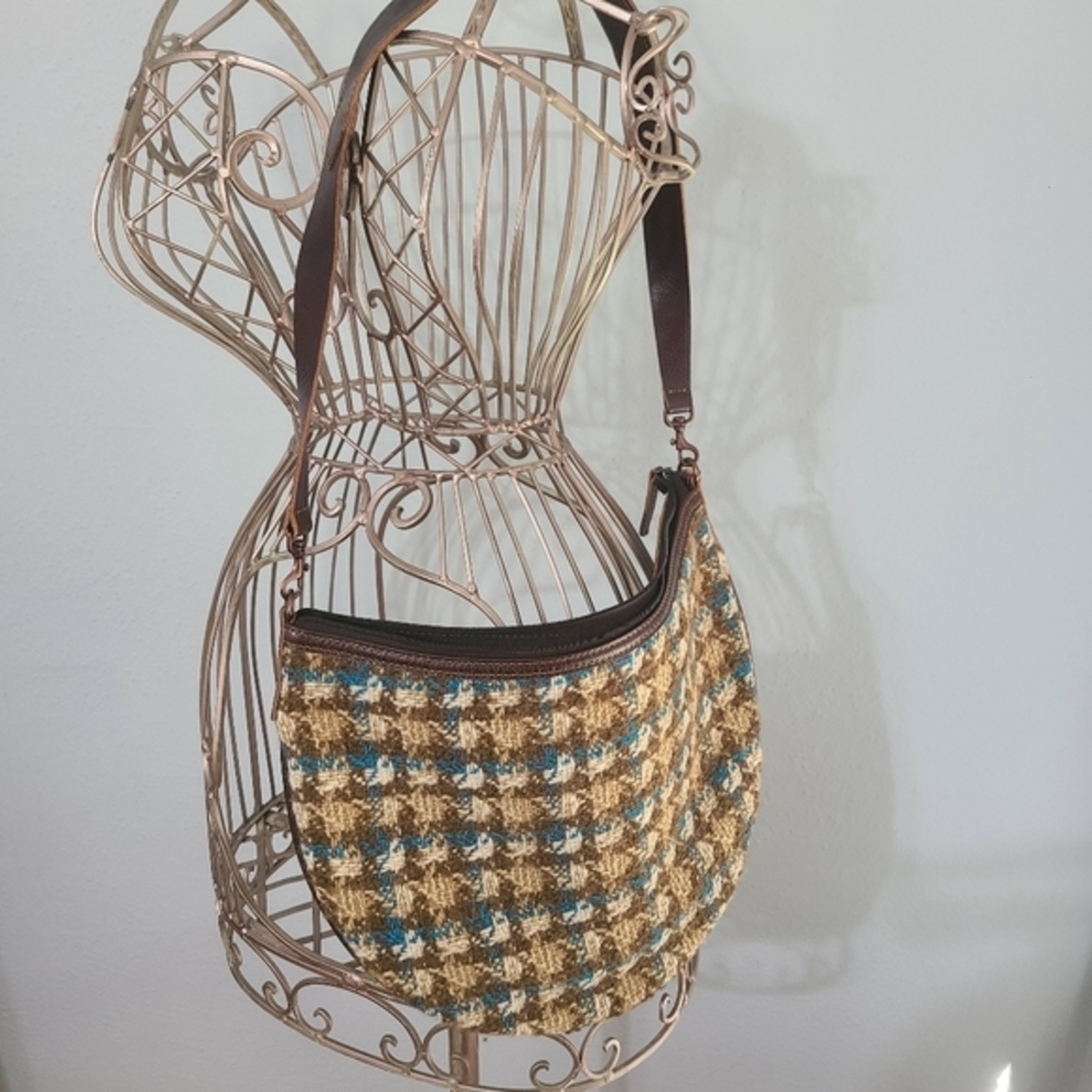 DKNY Saddle Bag in Oxblood‎ Maroon & Houndstooth Shoulder Purse